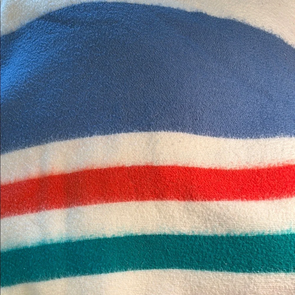 90 x 90 Chatham Hudson style‎ soft Striped Blue, Red, and Green Blanket bag B46